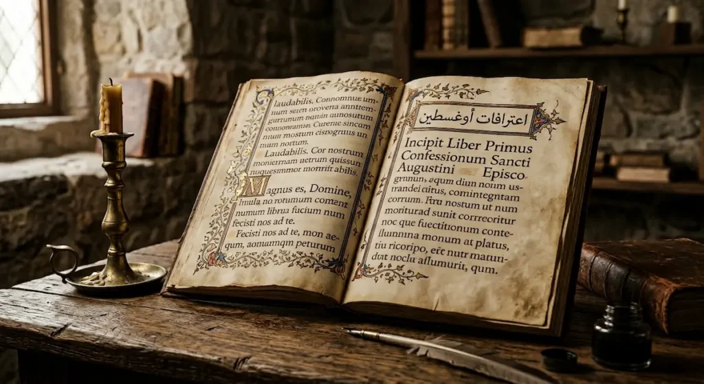  مخطوطة لاتينية قديمة تمثل كتاب اعترافات القديس أوغسطين من القرن الخامس الميلادي