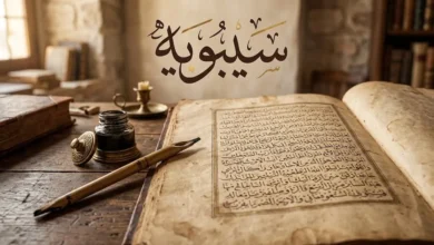 مخطوطة عربية قديمة مع عنوان سيبويه بخط الثلث